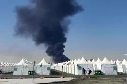 وقوع آتش‌سوزی در نزدیکی کمپ استقرار هواداران جام جهانی