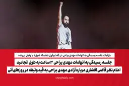جلسه رسیدگی به اتهامات مهدی یراحی 3 ساعت به طول انجامید/ اعلام نظر قاضی افشاری درباره آزادی مهدی یراحی به قید وثیقه در روزهای آتی
