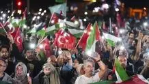 تظاهرات 100 هزارنفری در حمایت از مردم غزه در استانبول برپا شد 