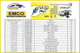 لیست قیمت لوازم یدکی خودرو در فروشگاه آریا گستر emco
