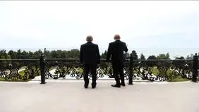 دیدار پزشکیان و علی‌اف با چشم اندازی از ساحل خزر+ویدئو

