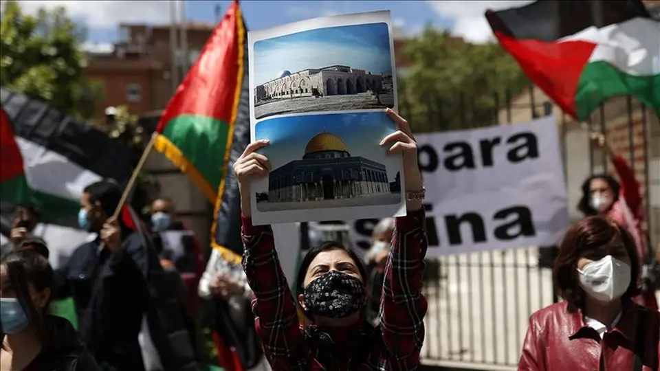حامیان فلسطین در اسپانیا سرود «سلام فرمانده» خواندند/ ویدئو

