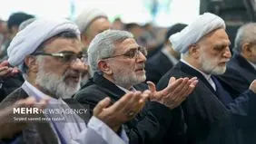حضور سردار قاآنی و محسنی اژه‌ای در صف اول نماز عید قربان + عکس