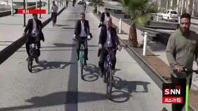 دوچرخه‌سواری مسعود پزشکیان در اصفهان + فیلم
