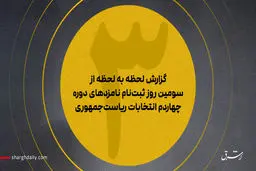 زهره الهیان؛ اولین زن و میرتاج‌الدینی؛ اولین روحانی در ستاد انتخابات/ زاکانی با همراهی تیمی از شهرداری ثبت‌نام کرد/ نام‌نویسی وحید حقانیان و مسعود پزشکیان/ ۳ نماینده ادوار مجلس ثبت‌نام کردند/ آخرین آمار از تعداد داوطلبان/ ویدئو و تصاویر