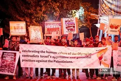 تجمع ضد اسراییل در میدان فلسطین