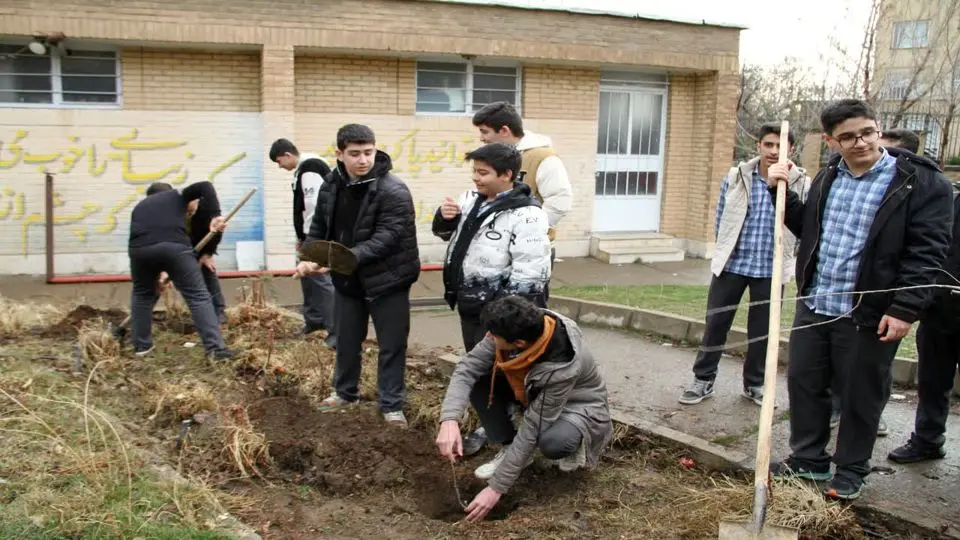 پویش نهالکاری در دبیرستان دانشگاه بوعلی همدان