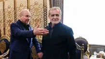 احترام پزشکیان و قالیباف به یکدیگر بعد از تقدیم لایحه بودجه + عکس