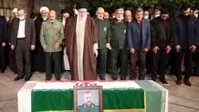 Leader prays over coffin of martyred IRGC general