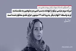 تبرئه مریم عباسی نیکو از اتهامات «سب‌النبی» و «توهین به مقدسات»/ او به واسطه ۲ اتهام دیگر، به پرداخت ۲۴ میلیون جزای نقدی محکوم شده است