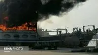 ۱۳ لنج در آتش‌سوزی در اسکله سیریک آسیب دیدند