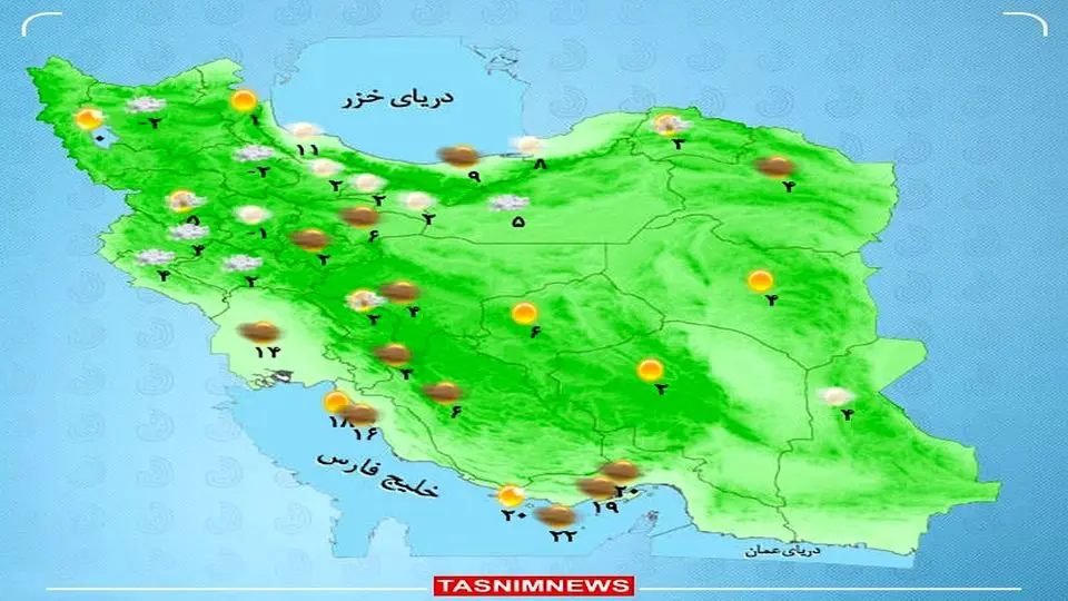 پیش بینی بارش باران در مناطق شرقی و مرکزی 