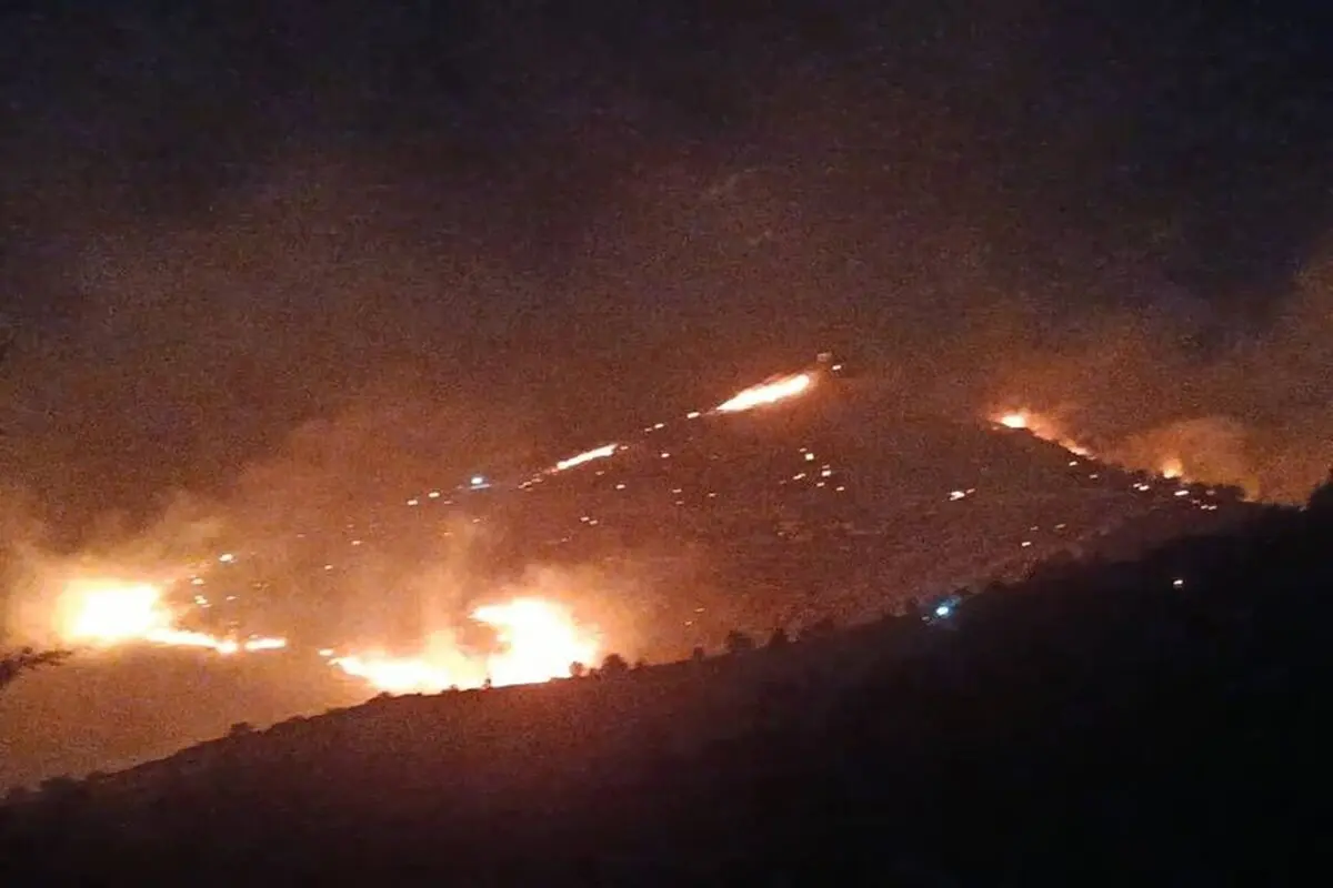 آتش سوزی در پارک ملی بمو شیراز