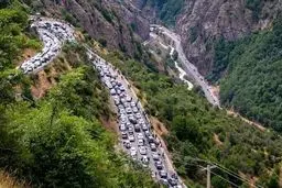 کندوان دوطرفه شد/ ترافیک فوق سنگین در محور کندوان