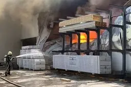 حریق گسترده در شرکت فوم‌سازی شهرک صنعتی شیراز