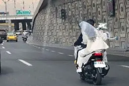 عروس و داماد موتورسوار در تهران + عکس