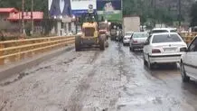 محور هراز به دلیل وقوع سیلاب مسدود شد