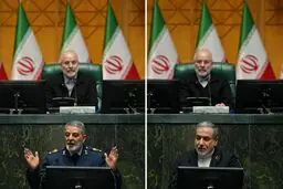 عکسی از عراقچی و سرلشکر موسوی در مجلس / ئیس ستاد کل نیروهای مسلح با لباس نظامی به بهارستان رفت + عکس